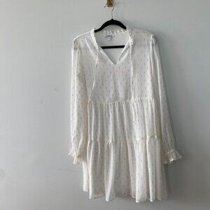 White & Gold Flowey Boho Dress